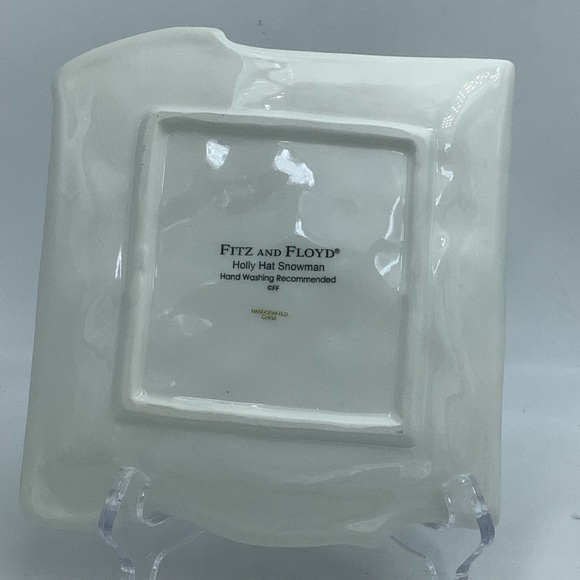 Fitz and Floyd Holly Hat Snowman Snack Plate and Spreader - Picture 9 of 13